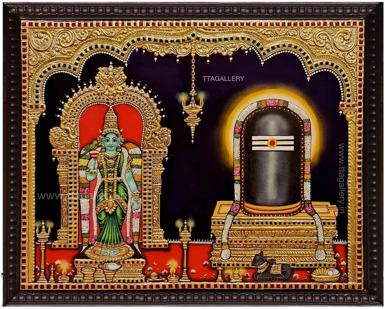 Meenakshi Sundareshwarar Traditional Tanjore Painting