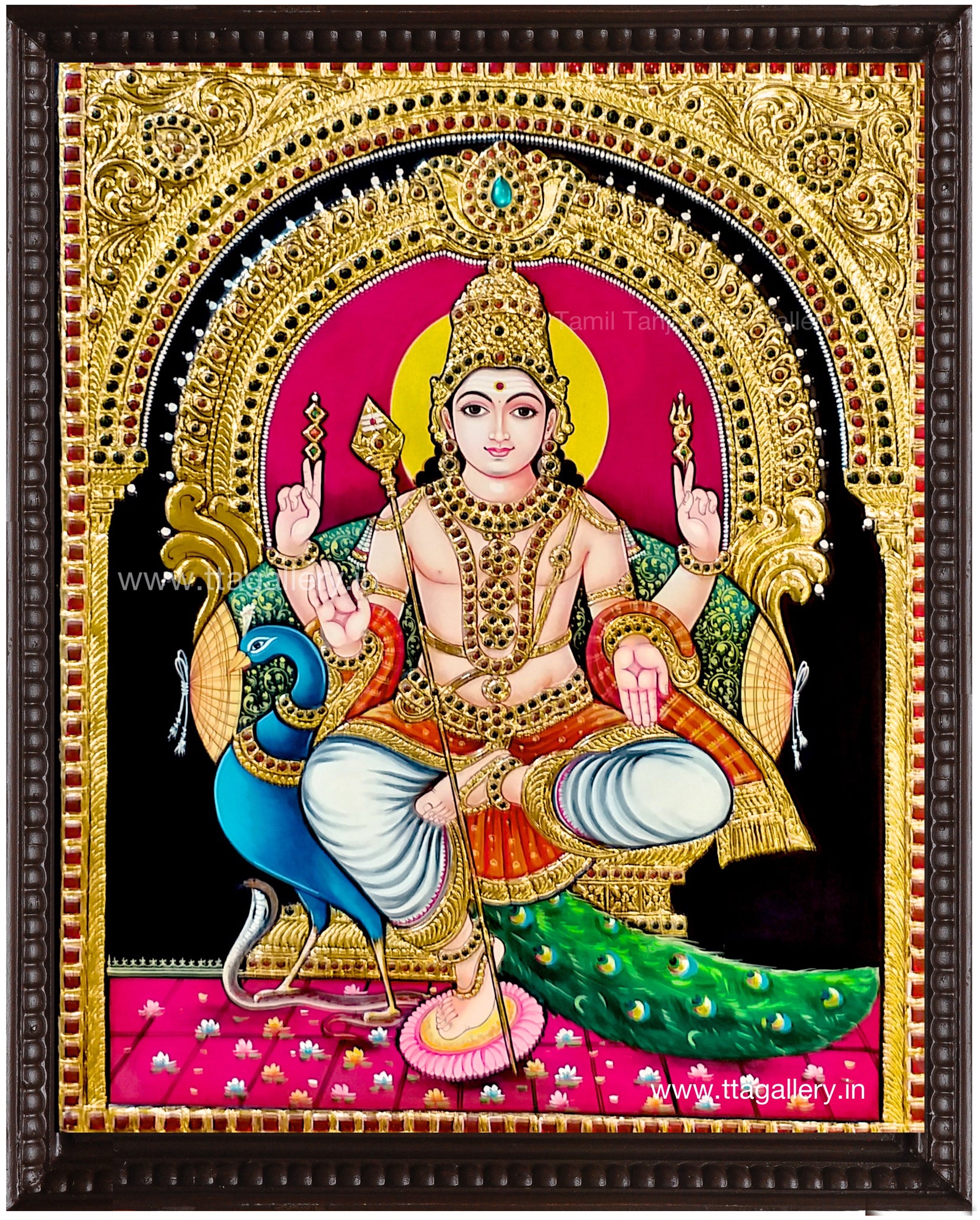 Murugan Peacock Tanjore Painting