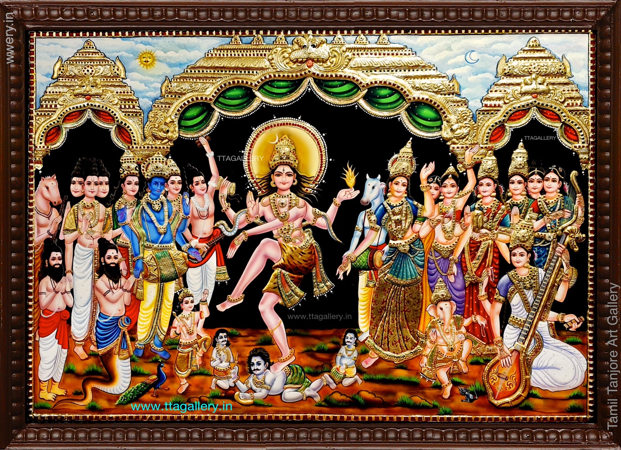 Natarajar Semi Embossed Tanjore Painting