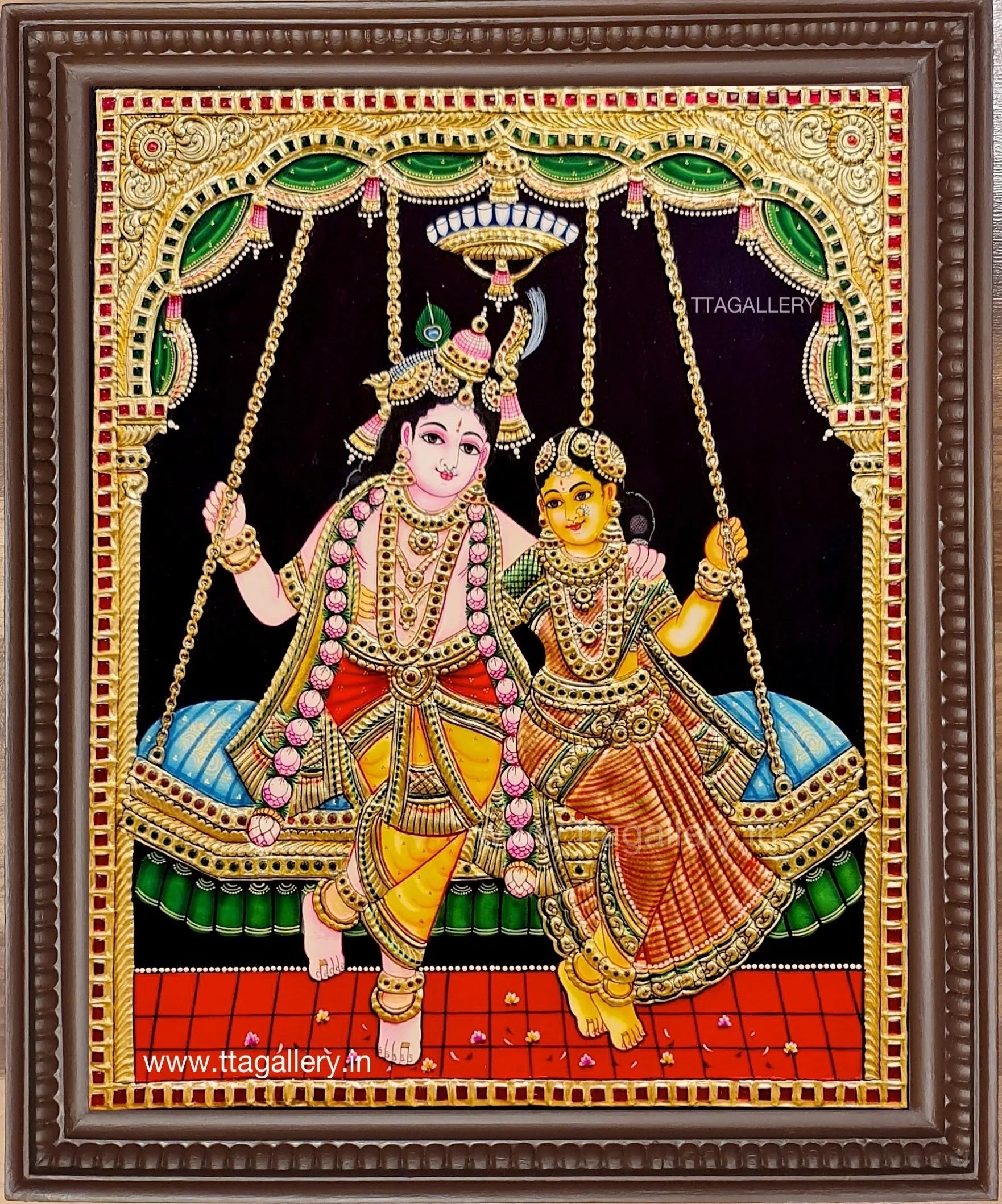 Oonjal Krishna Tanjore Painting