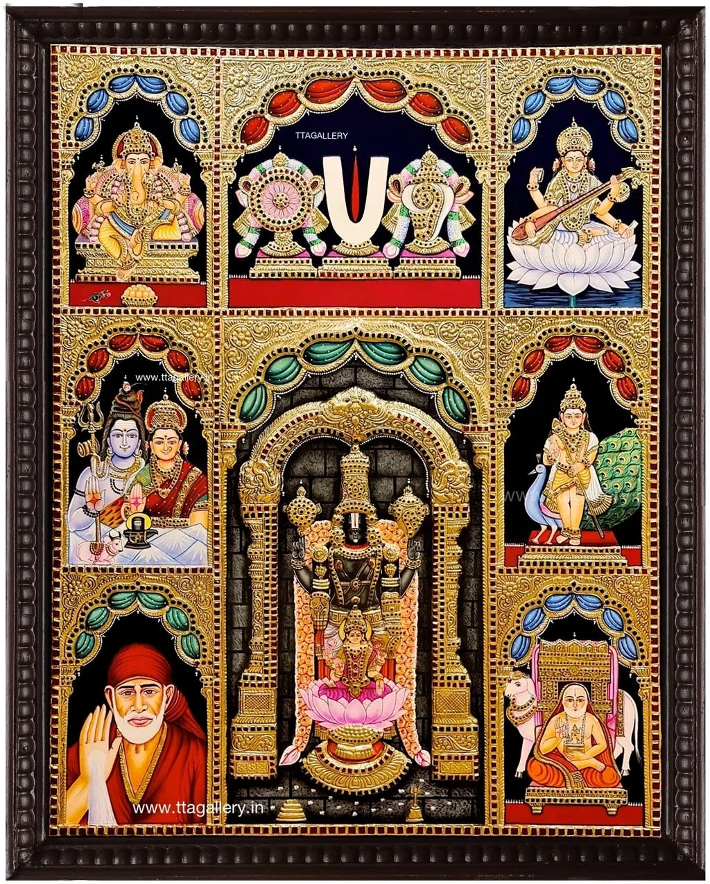Pooja Painting Semi Embossed Tanjore Painting
