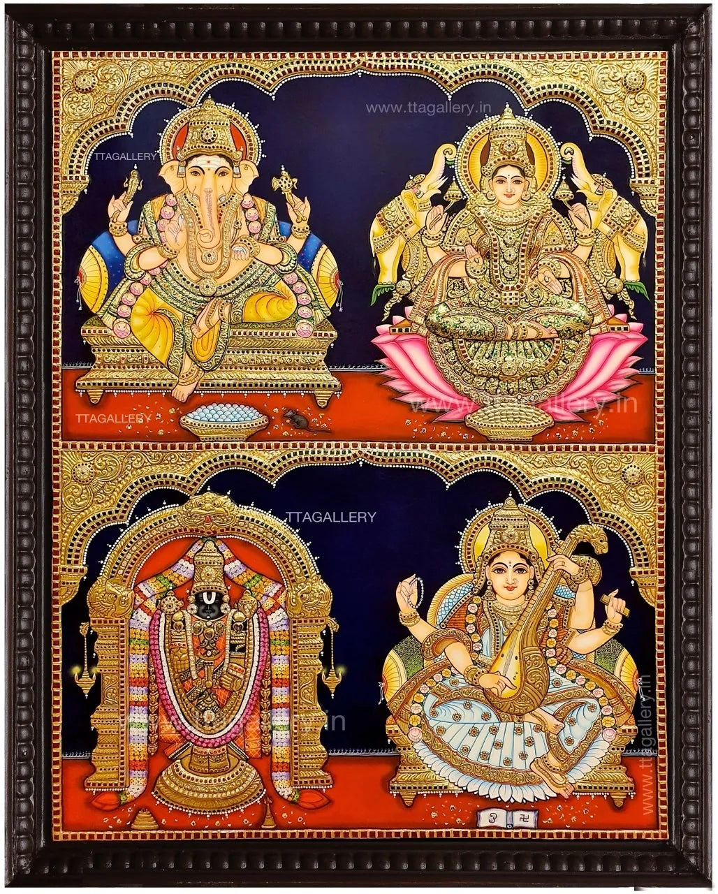 Pooja Painting Antique finish Semi Embossed Tanjore Painting