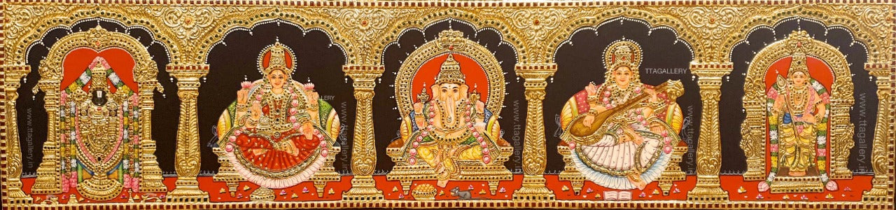 Five Panel God Tanjore Painting