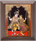 Oonjal Radhe Krishna Gold Saree Tanjore Painting