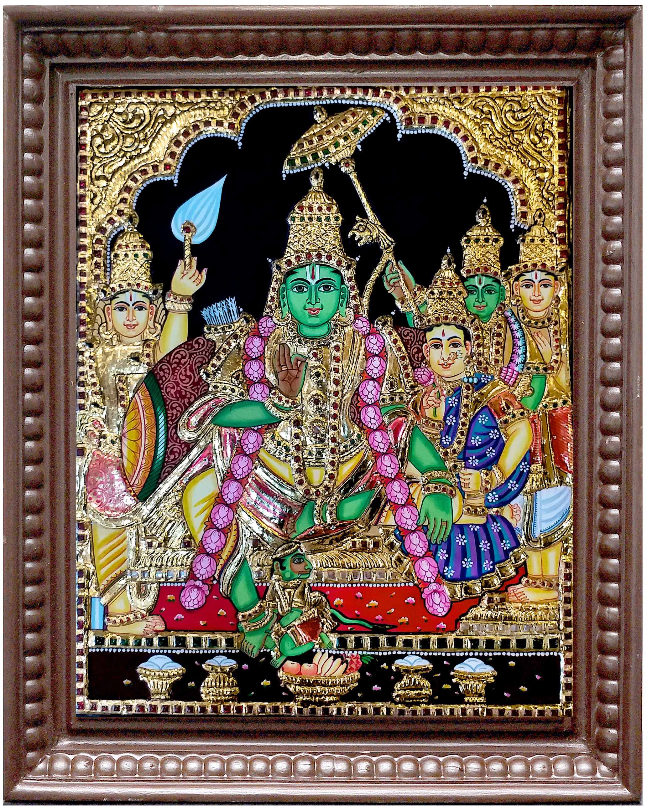 Ram Dharbar Green Tanjore Painting