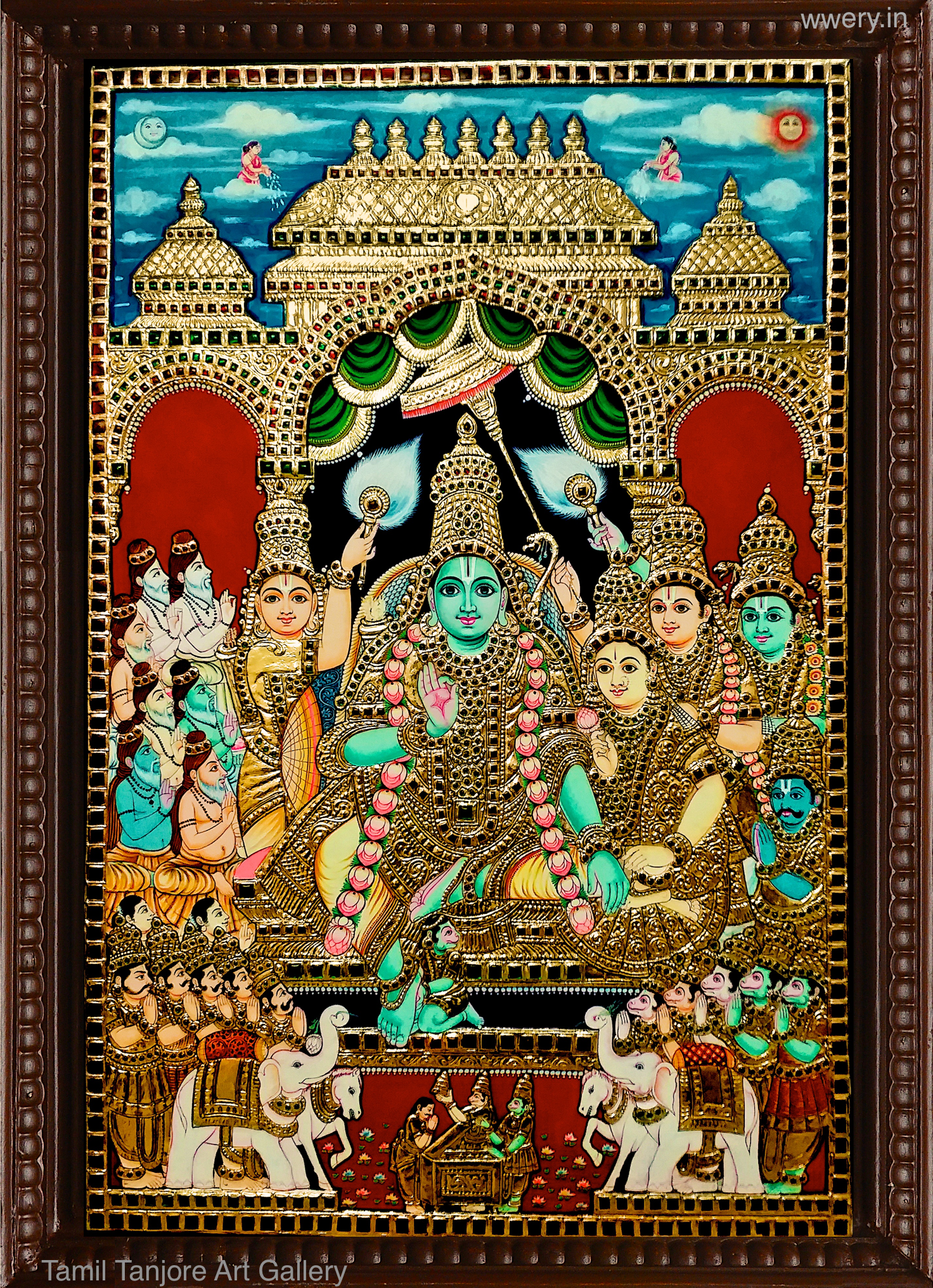 Ram Dharbar Blue Tanjore Painting