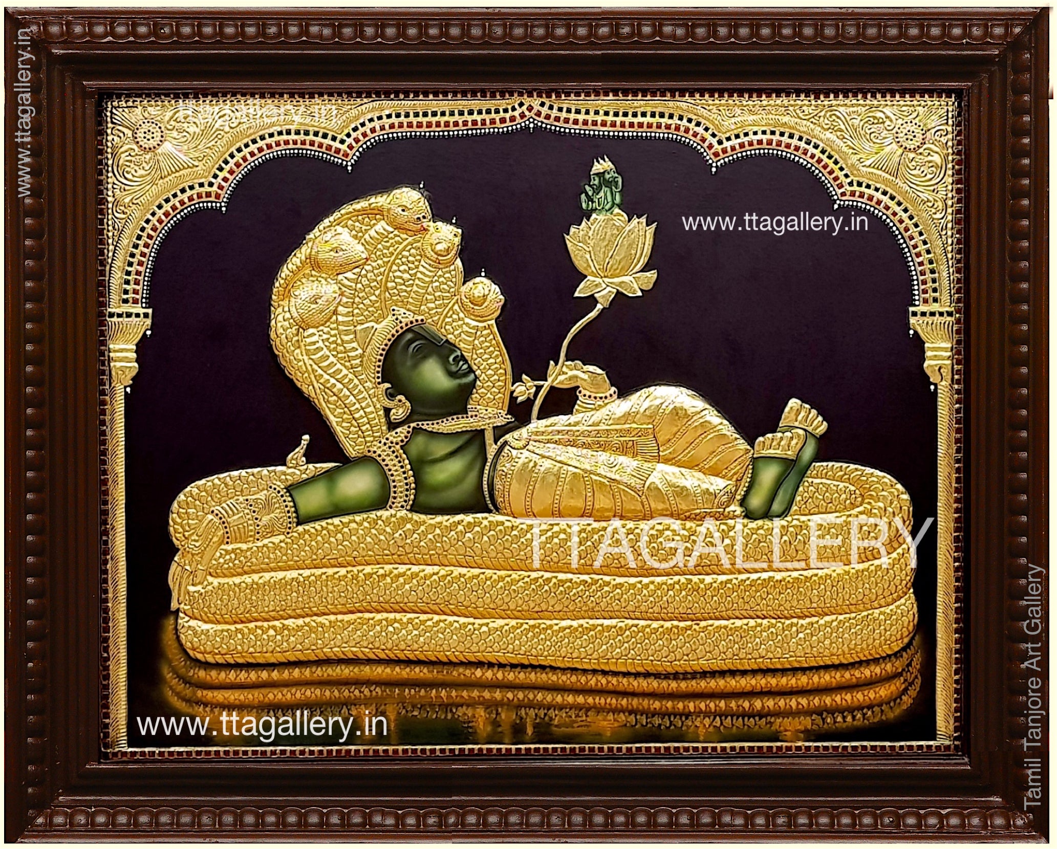 Ranganathar Semi Embossed Tanjore Painting