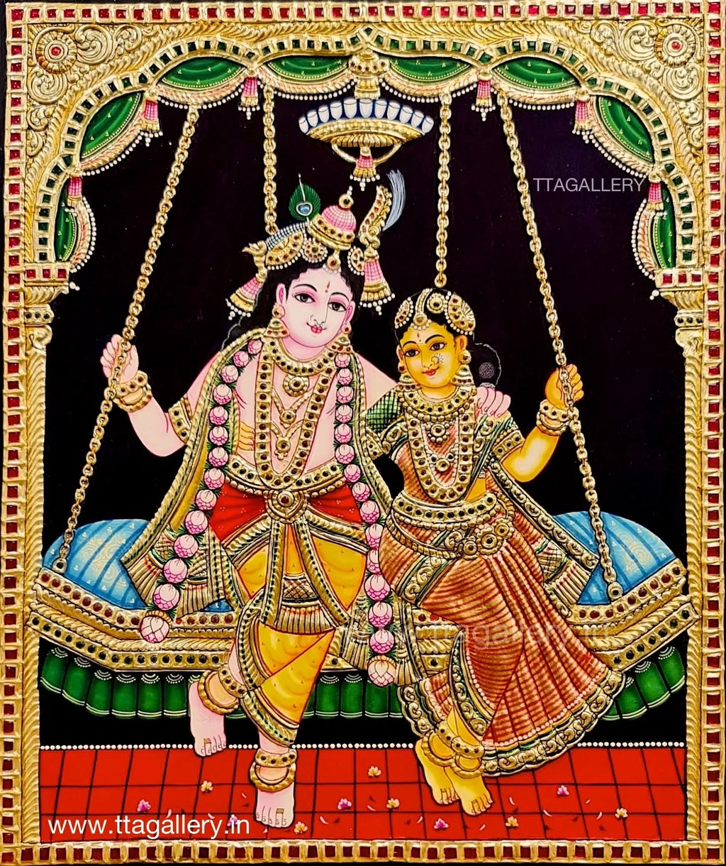 Oonjal Krishna Tanjore Painting