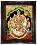 Saraswathi White & green Tanjore Painting