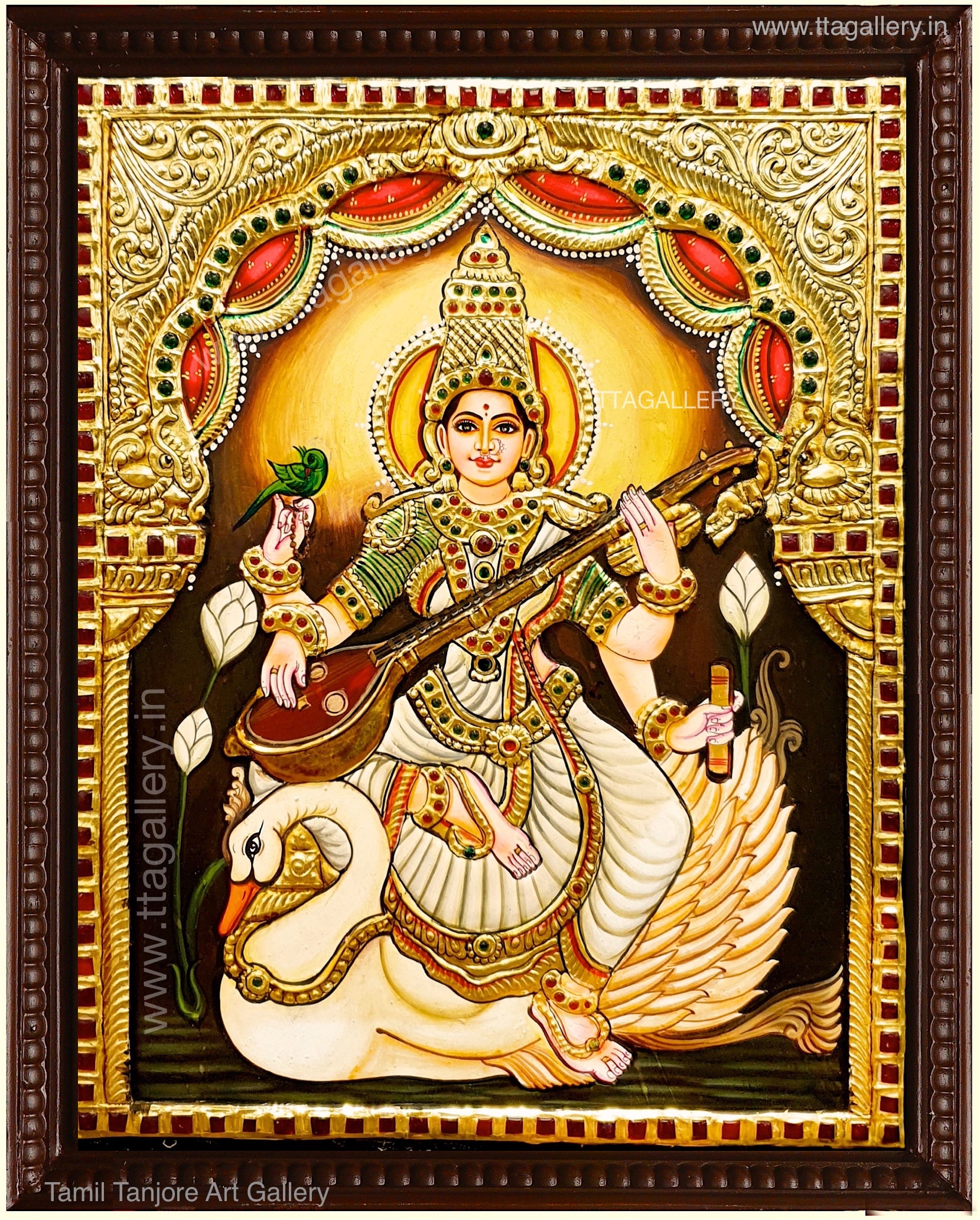 Devi Saraswathi Tanjore Painting