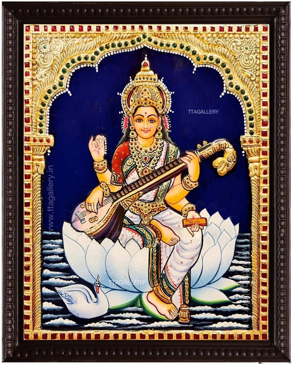 Saraswathi Traditional Tanjore Painting