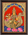 Saraswathi With Swan Tanjore Painting