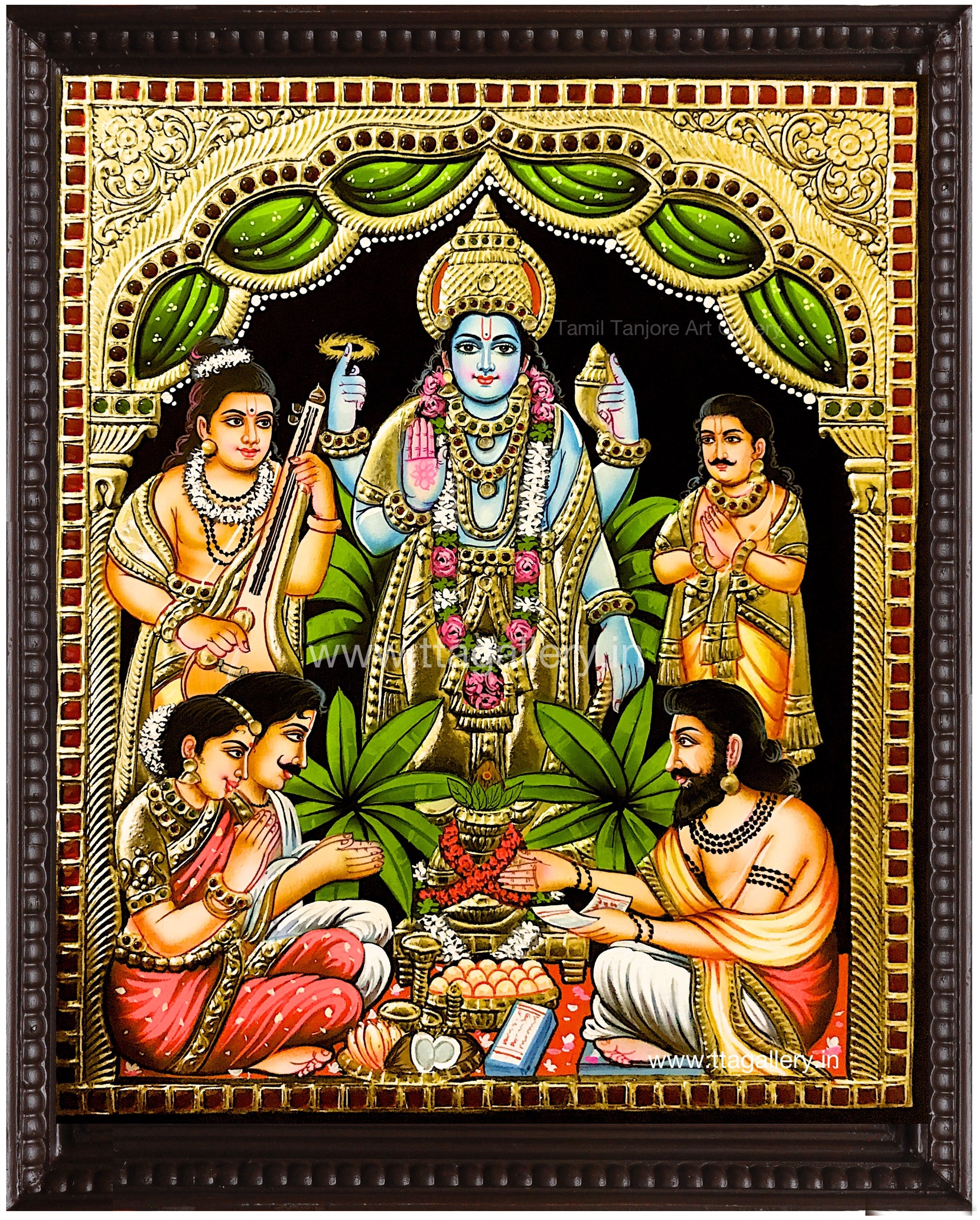 Satya Narayanan Blue Tanjore Painting