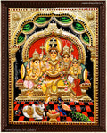 Shiva Family Semi Embossed Tanjore Painting