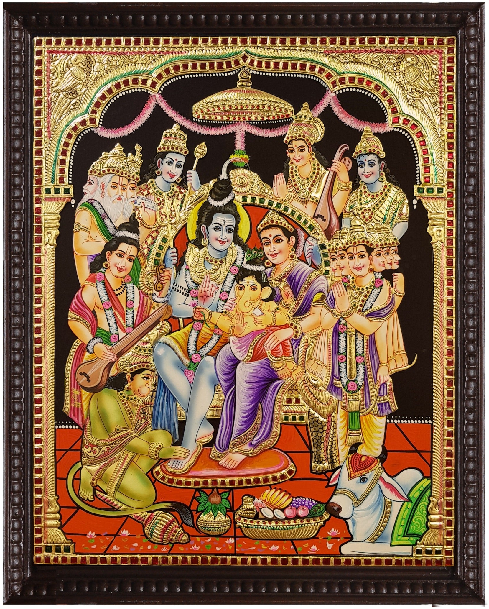 Shiva Family Smile Tanjore Painting
