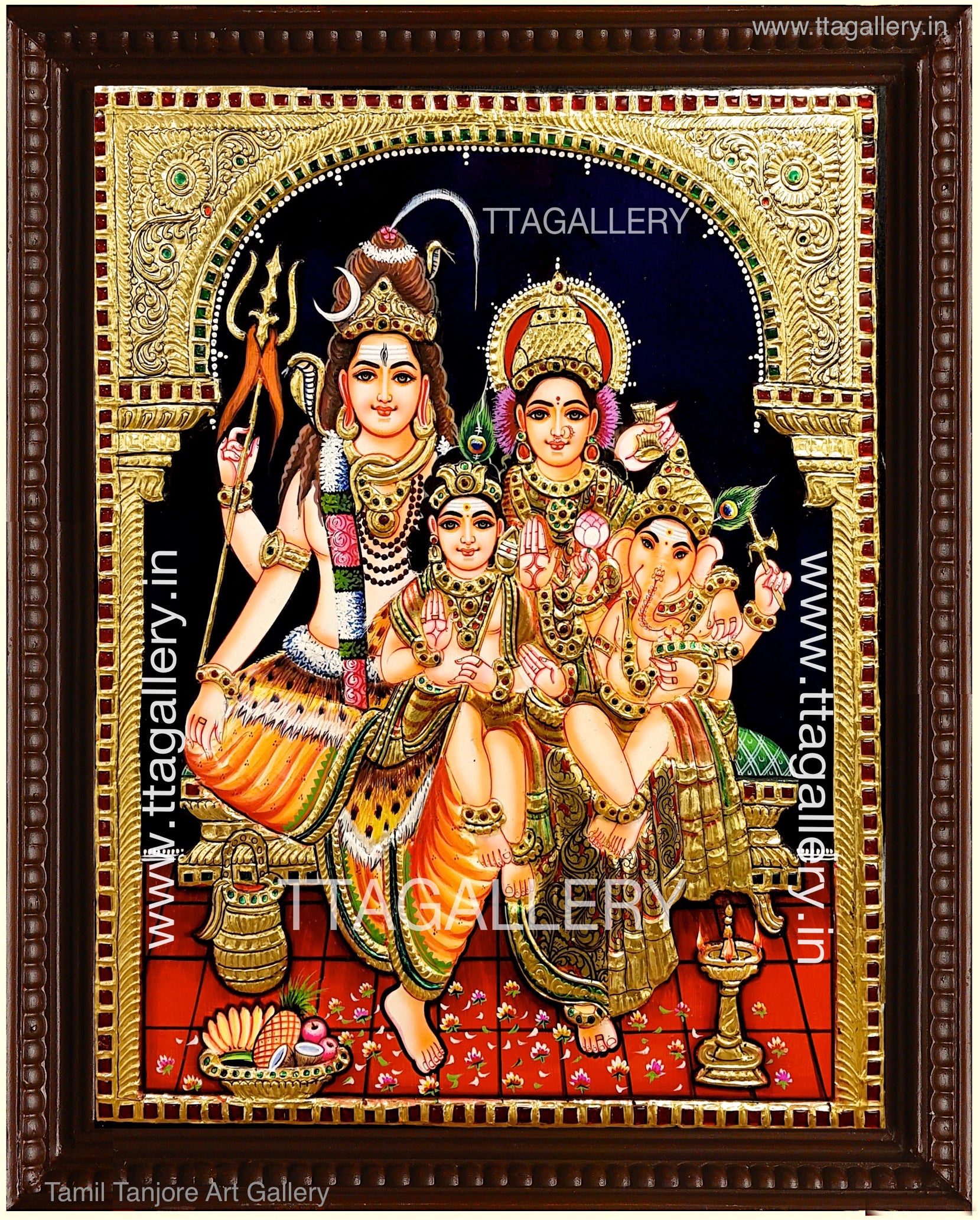 Lord Shiva Family Tanjore Painting