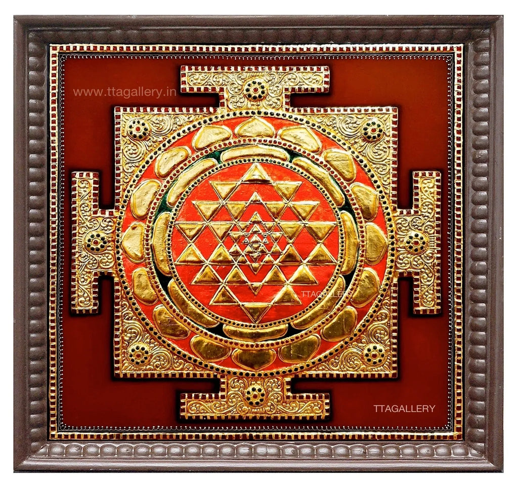 Sri Yantra / Shri Chakra Antique finish Semi Embossed Tanjore Painting