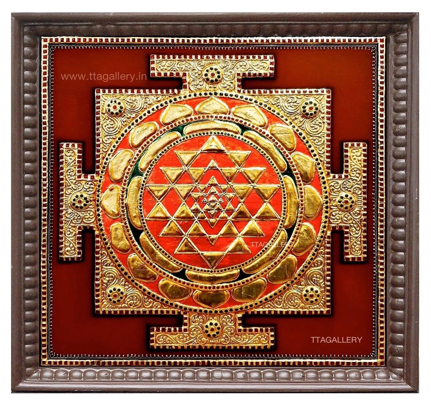 Sri Yantra / Shri Chakra Antique finish Semi Embossed Tanjore Painting
