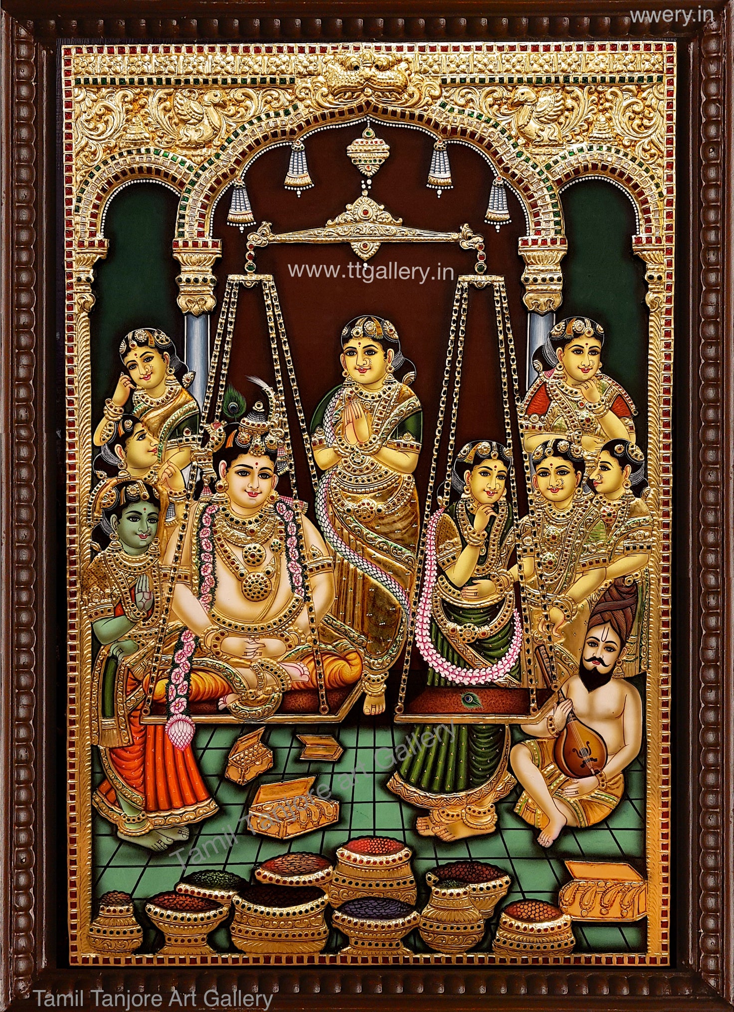 Thulabharam Antique Finish Semi Embossed Tanjore Painting