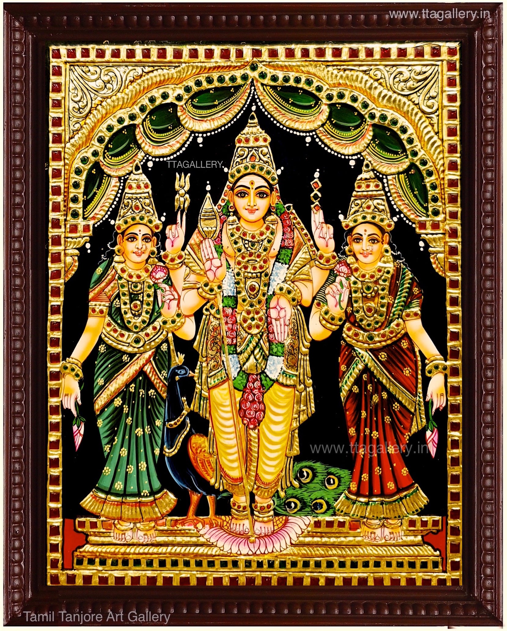 Murugan Valli Deivanai Tanjore Painting