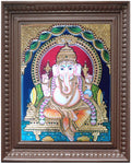 Vinayakar blue skin Tanjore Painting